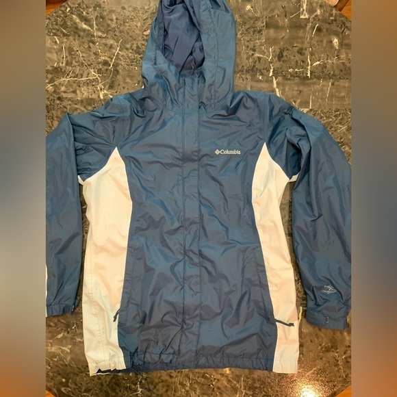 COLUMBIA Jacket Womens small Omni tech Hooded mesh lining Aqua Blue - Picture 4 of 15